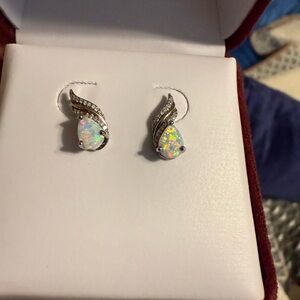 Dazzling Opal and Silver Earrings